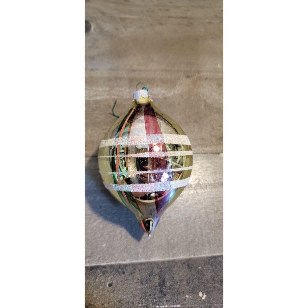 Plaid Glass glitter ornament Xmas Holiday‎ home tre